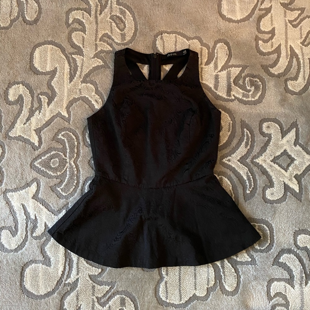 Black paisley peplum top